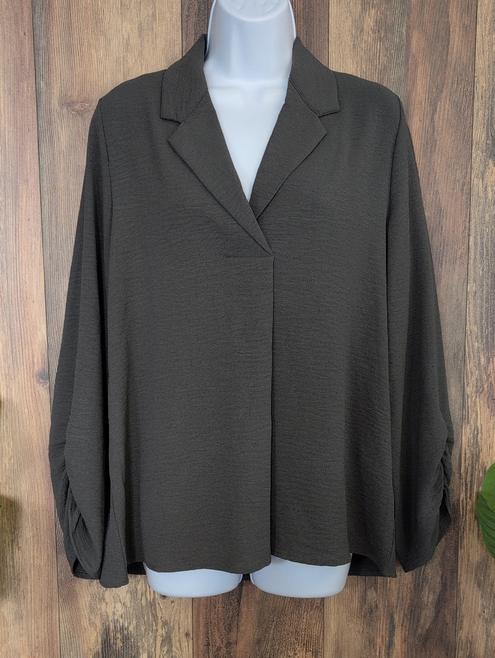 1.4.3. Story by Line Up Relaxed Collared Blazer Look Pullover Blouse M Q276